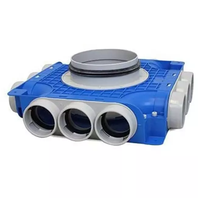 Vent-Axia Uniflexplus Unterverteiler mit seitlichem Anschluss 12 x Ø69mm mit  Ø180mm Tülle