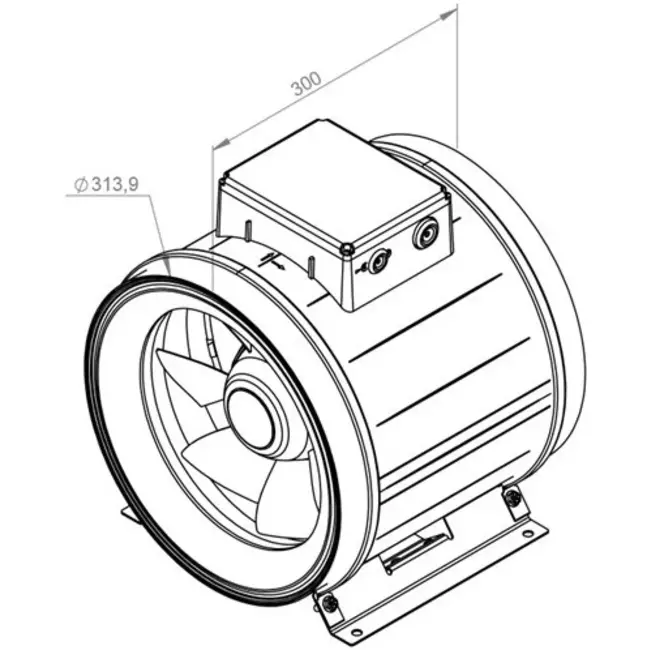 Ruck Etamaster Rohrventilator mit EC Motor 2960 m³/h - Ø 315 mm + Potentiometer 10 kO