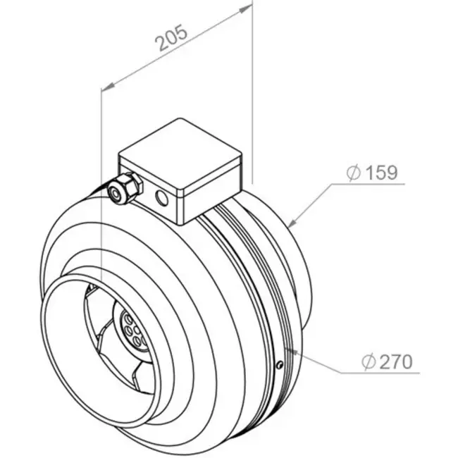 Ruck Rohrventilator 460 m³/h - Ø 160 mm + Elektronischer Regler, stufenlos 1,0 A