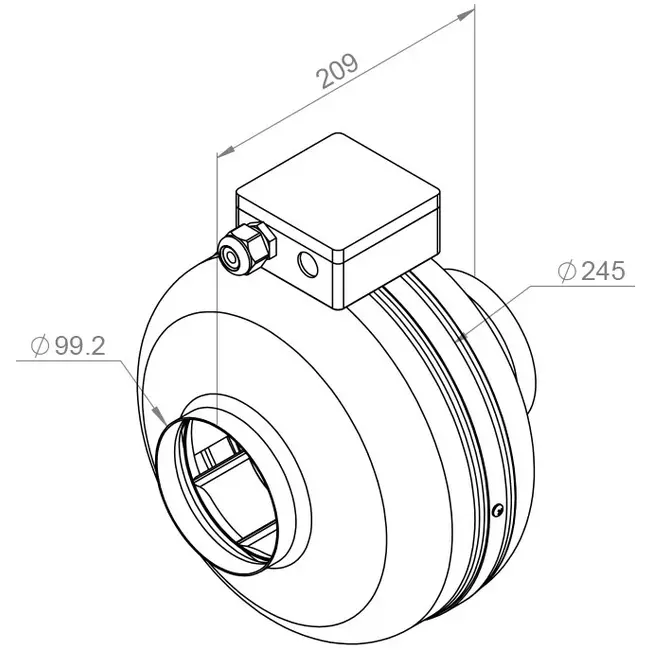Rohrventilator 100mm Zentrifuge - RS 100L 20