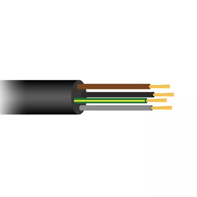 Flexibles schwarzes Gummikabel 4 x 1,5 für den Außeneinsatz, Rolle 50 Meter
