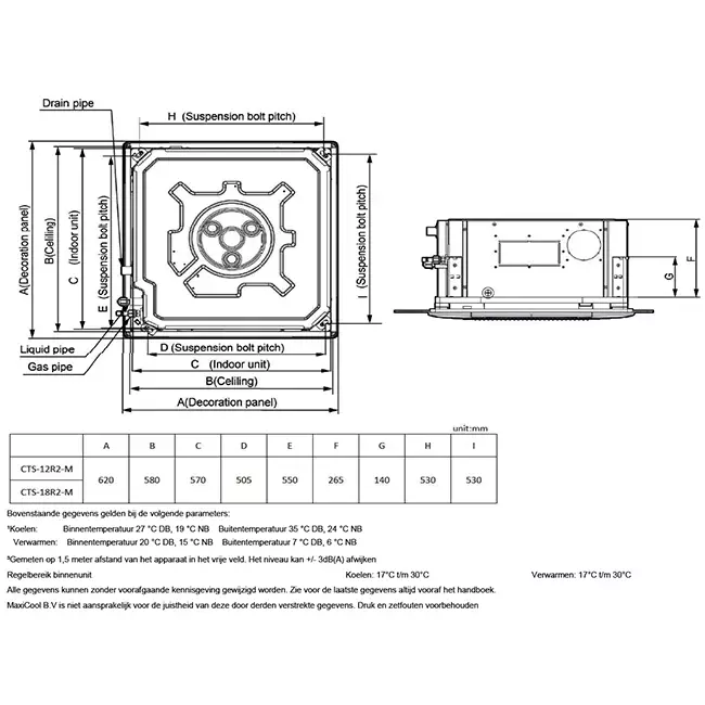 Tosot by GREE CTS-12R-M Multi R32 4-Wege Inverter Kassette 3,5 kW Innengerät + Abdeckplatte