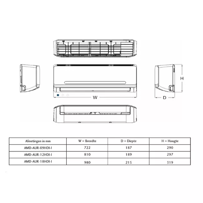 MaxiCool AURORA Klimaanlage Innengerät 12HDI R32 3,5 kW
