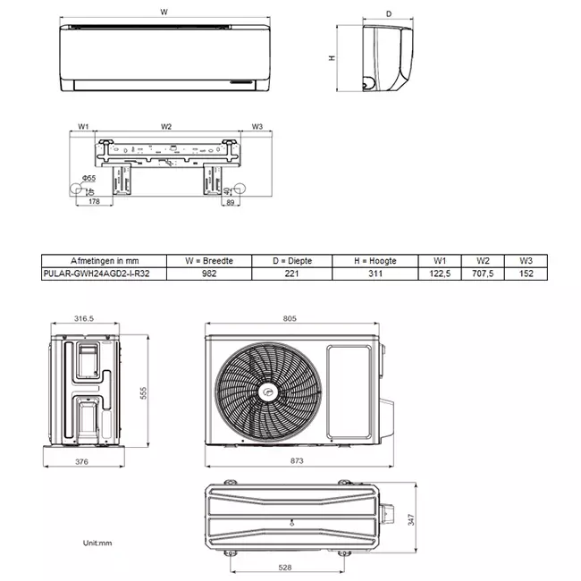 Tosot PULAR by GREE Single Split Klimaanlage R32 6,1 kW Set