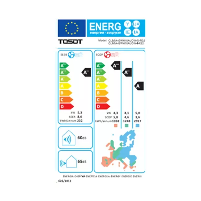 TOSOT CLIVIA by GREE Klimaanlage Innengerät weißes Design 5,3 kW R32