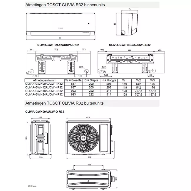 Tosot CLIVIA by GREE Inverter-Klimagerät Weiß R32 3,5 kW Set