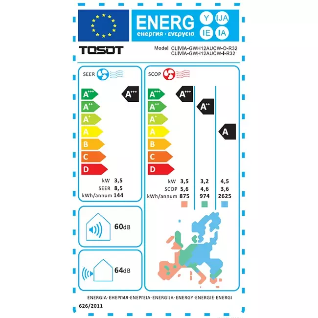 Tosot CLIVIA by GREE Inverter-Klimagerät Weiß R32 3,5 kW Set