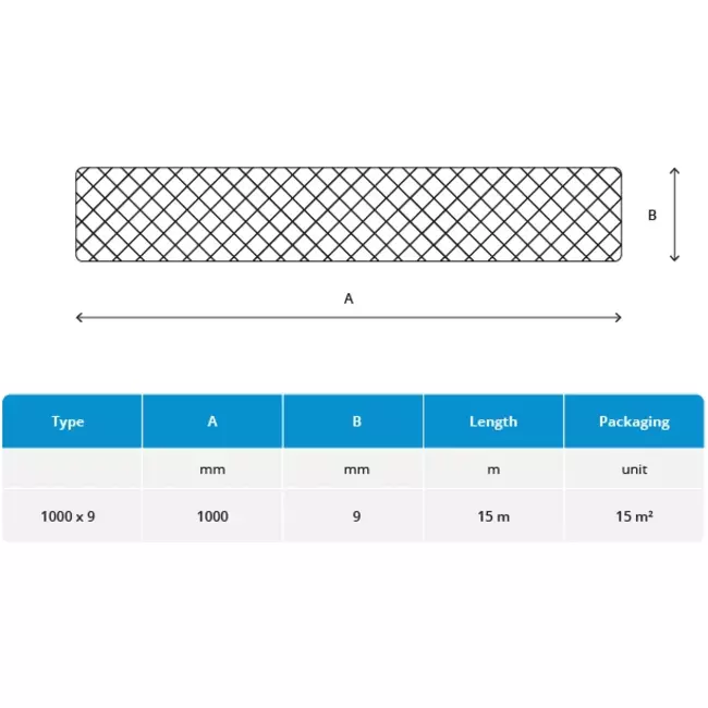 Selbstklebende Isoliermatten 9mm Dicke - 1 m Breite - Verpackungsinhalt 15m2