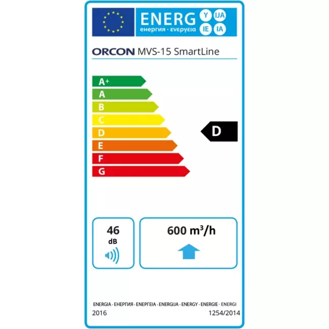 Orcon MVS-15RH 550 m³/h + Feuchtigkeitssensor - Schutzkontaktstecker