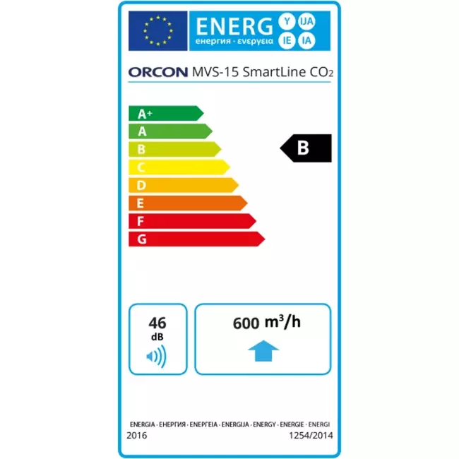 Orcon MVS-15RH CO2B 550 m³/h + Feuchtigkeitssensor + CO2-Kontrollsensor - Sicherheitsstecker