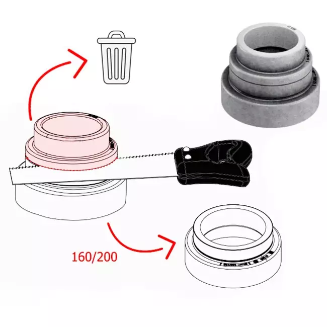 Reduzierstück für isoliertes Rohr 125/160/200mm