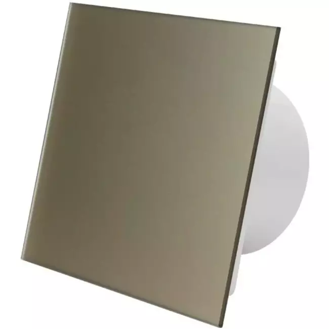 Badlüfter Ø 100 mm  mit Timer und Feuchtigkeitssensor - Glasfront satiniert gold