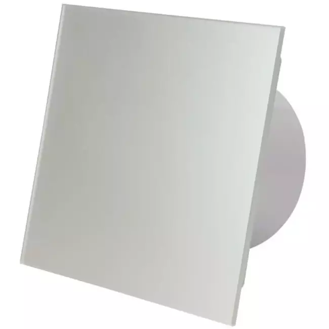 Badlüfter Ø 100 mm  mit Timer und Feuchtigkeitssensor - Glasfront satiniert silber