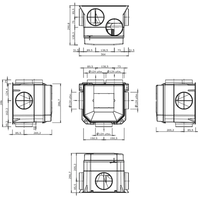 Itho Daalderop CVE-S ECO SE 325 m³/h + Feuchtigkeitssensor - Eurostecker