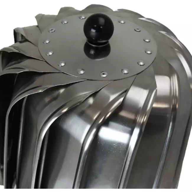 Windbetriebener Dachventilator mit Haube 150 mm Edelstahl inklusive Dachplatte - 325m3/h