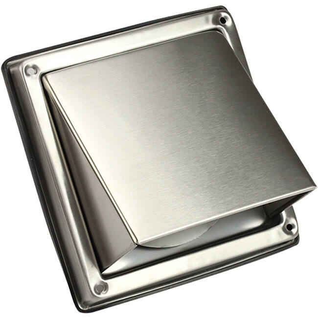 Edelstahl-Frontgitter 100 mm mit Rückschlagklappe für hohen Einlass - EL-SS-BD100 SS