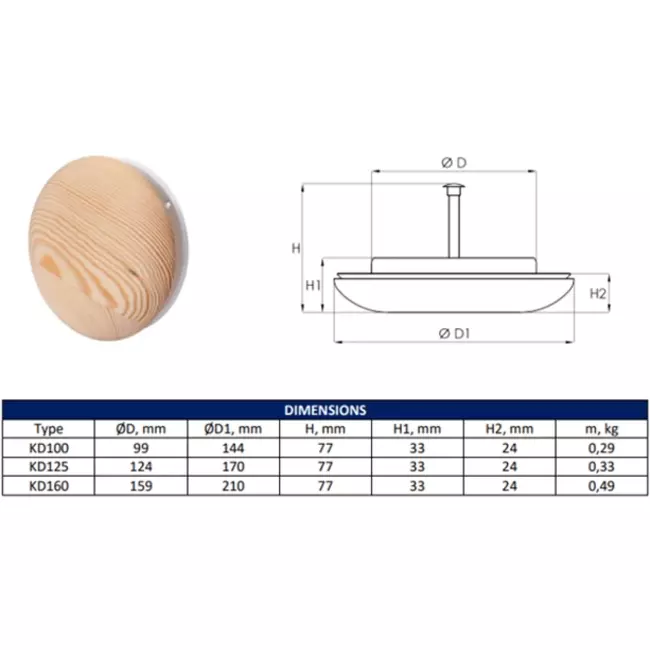 Tellerventil Holz Ø 100 mm (KD100)