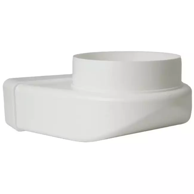 Bogen 90° Flachkanal nach Rohr Ø125mm Kunststoff Vertikal KLD25-125