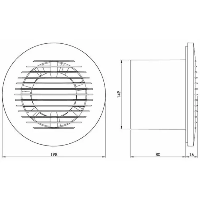 Badlüfter Ø 100 mm mit timer weiß rund - EA150T