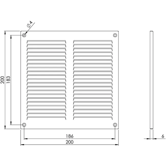 Metallgitter 200x200mm schwarz - MR2020M - RAL9005