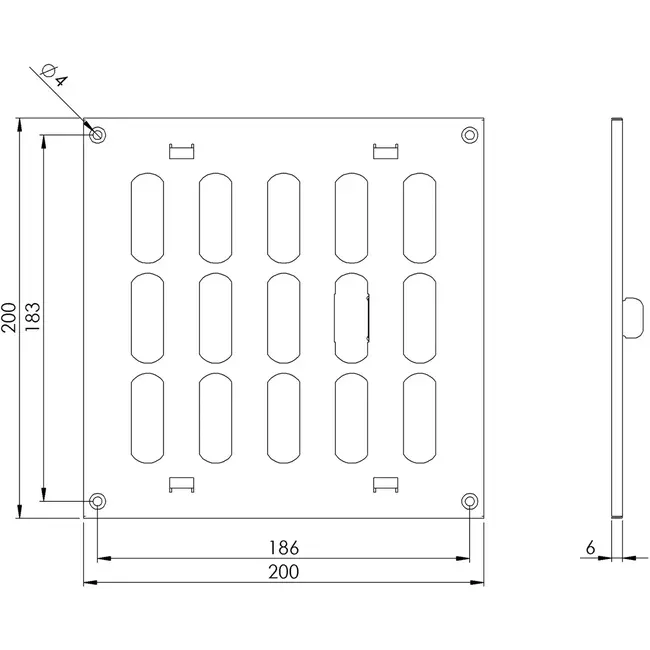 Metallgitter verstellbar 200x200 galvanisiert - MR2020RZn