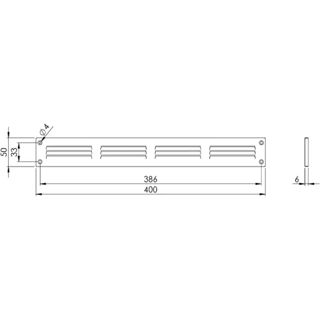 Metallgitter 400x50mm schwarz - MR405M - RAL9005