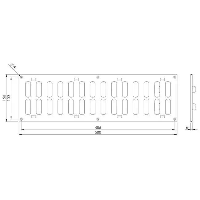 Metallgitter verstellbar 500x150 schwarz - MR5015RM - RAL9005