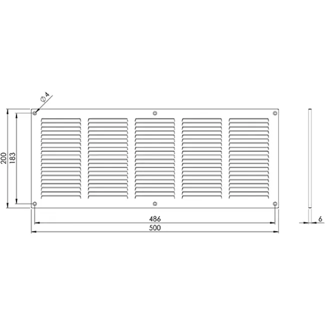 Metallgitter 500x200mm schwarz - MR5020M - RAL9005