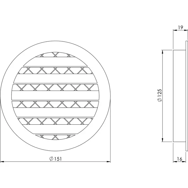 Gitter aus Aluminiumlegierung Ø125 beige - MRA125Y - RAL1015