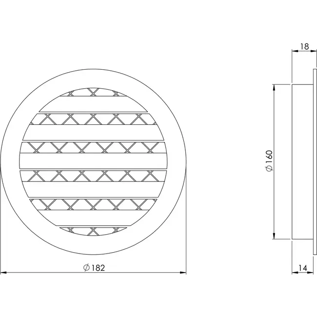 Gitter aus Aluminiumlegierung Ø160 weiß - MRA160W - RAL9016