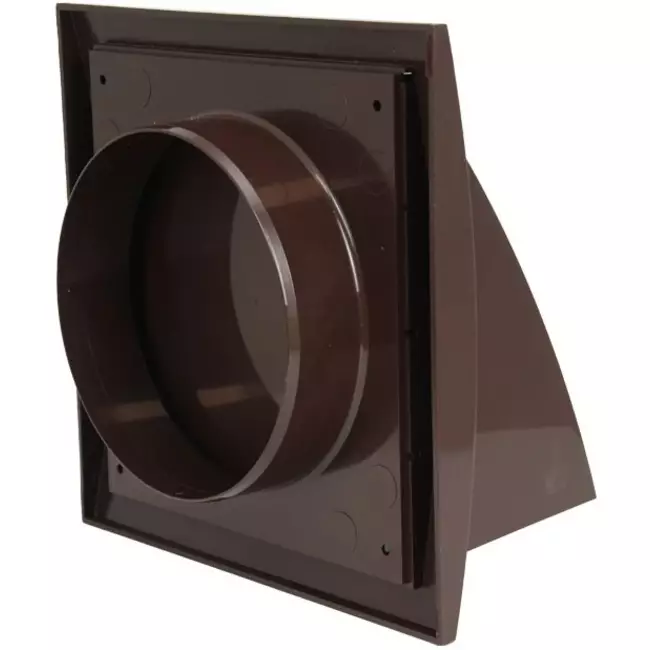 Fassadengitter Kunststoff mit Rückschlagventil 150x150 mm durchmesser 100 mm braun - ND10FVB