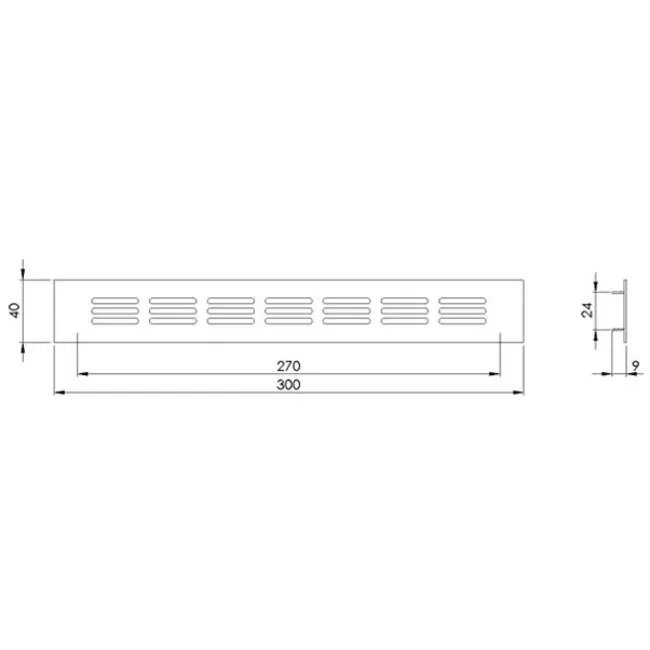 Sockelgitter Aluminium schwarz 300x40mm RA430B