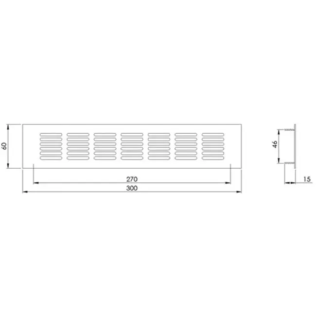 Sockelgitter Aluminium Weiß 300x60mm RA630
