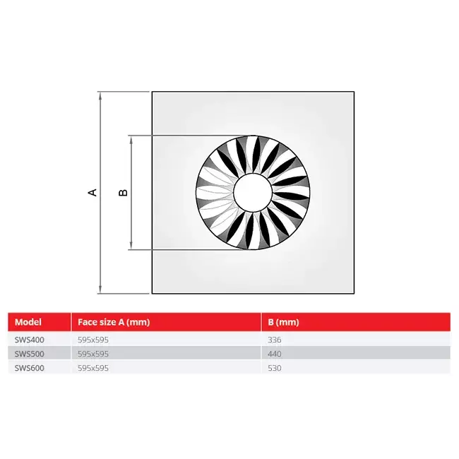 Dralldurchlass mit feststehenden Lamellen 600mm quadratisch - SWS 600 RAL 9005 30% Glanz