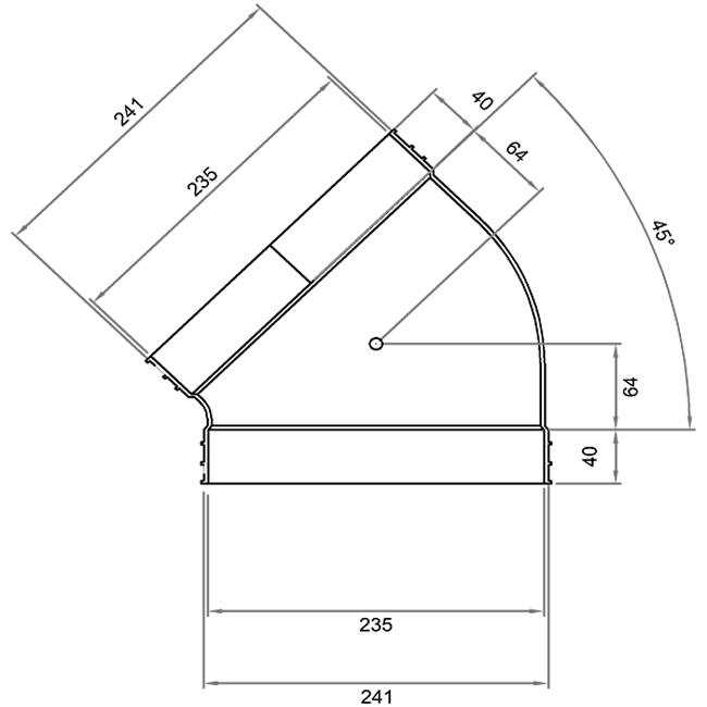 Wavin Ventiza Bogen 45 Grad PVC oval 235x80 mm horizontal M/M