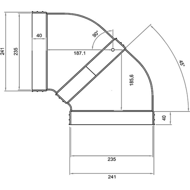 Wavin Ventiza Bogen 90 Grad PVC oval 235x80 mm horizontal M/M