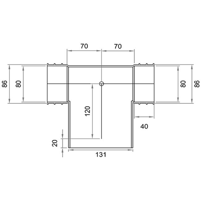 Wavin Ventiza T-Stück PVC oval 195x80x100 mm mit Durchmesser 125 mm M/M/M