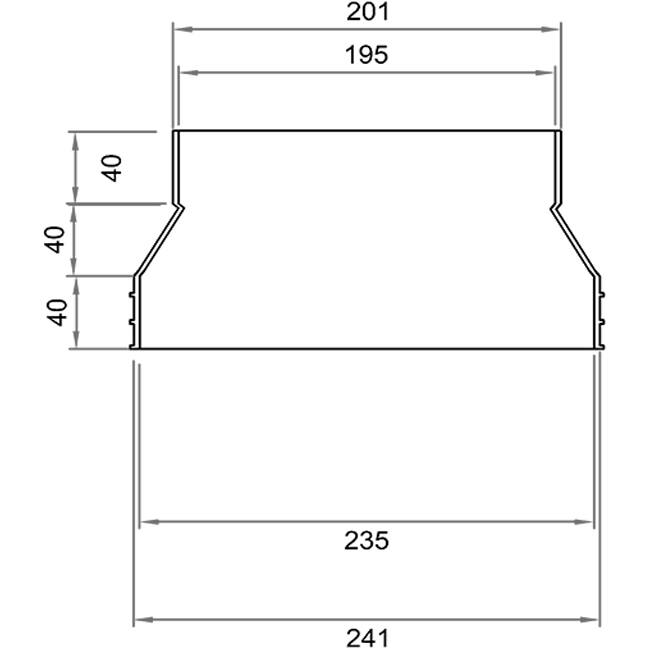 Wavin Ventiza Verlauf PVC oval 235x80 mm auf 195x80 mm M/S