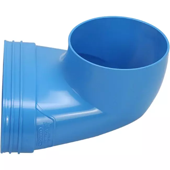 Wavin Ventiza Endstück 90 Grad PVC oval 195x80x70 mm mit Durchmesser 125 mm M/M