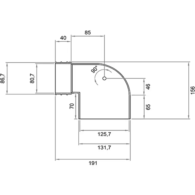 Wavin Ventiza Endstück 90 Grad PVC rund 125x80x70 mm M/M