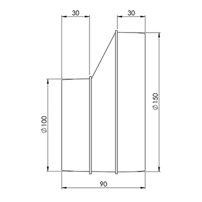 Europlast runder Kunststoff-Reduzieradapter 150 mm auf 100 mm - AP150-100