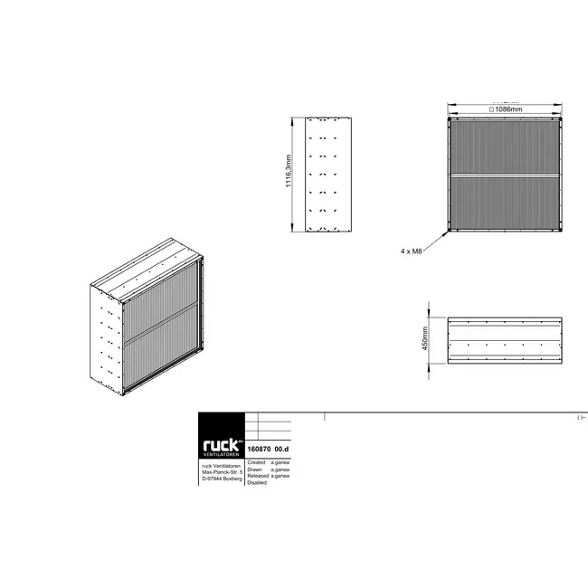 Filterkasten für Ruck MPC 700/800 Kastenventilator - FB 1200