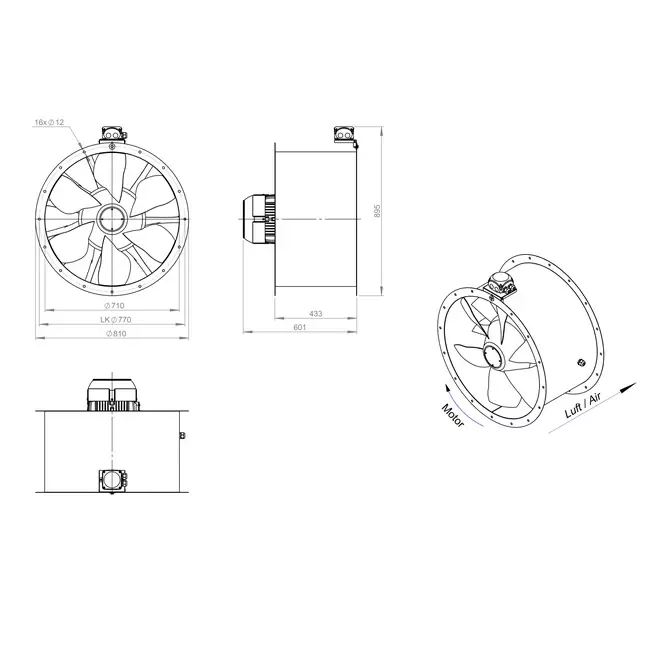 Axialer Kanalventilator 710 mm - AL 710 D4 01 CFG