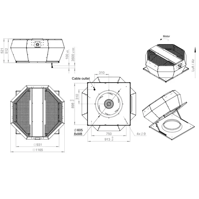 Dachventilator vertikale Konstantdruckregelung - DVA 630 EC O CRK 01