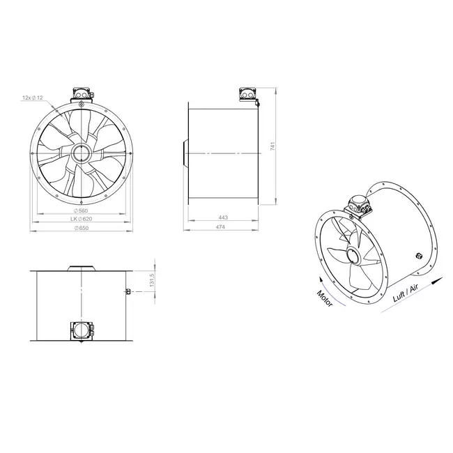 Axiallüfter 560 mm - AL 560 D4 02 CFG