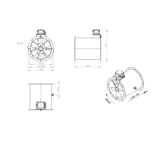 Axiallüfter 315 mm - AL 315 D4 01 CFG
