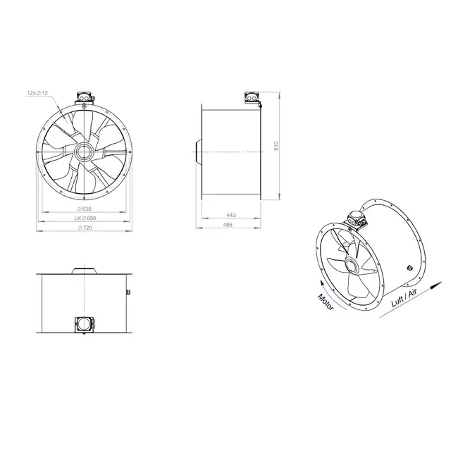 Axialer Kanalventilator 630 mm - AL 630 D6 01 CFG