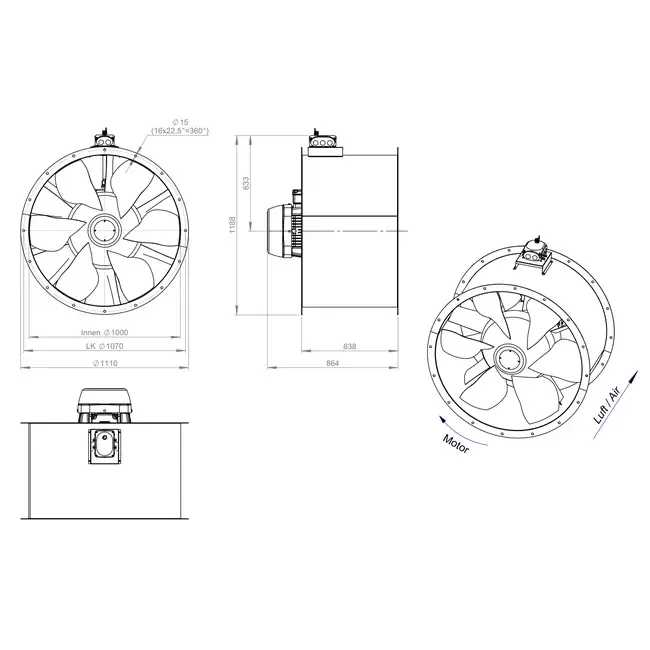 Axiallüfter 1000 mm - AL 1000 D4 04 CFG