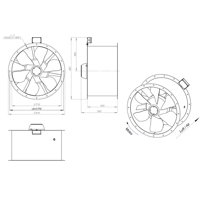 Axialer 710-mm-Rauchgasventilator F300- AL 710 D4 F3 02 CFG