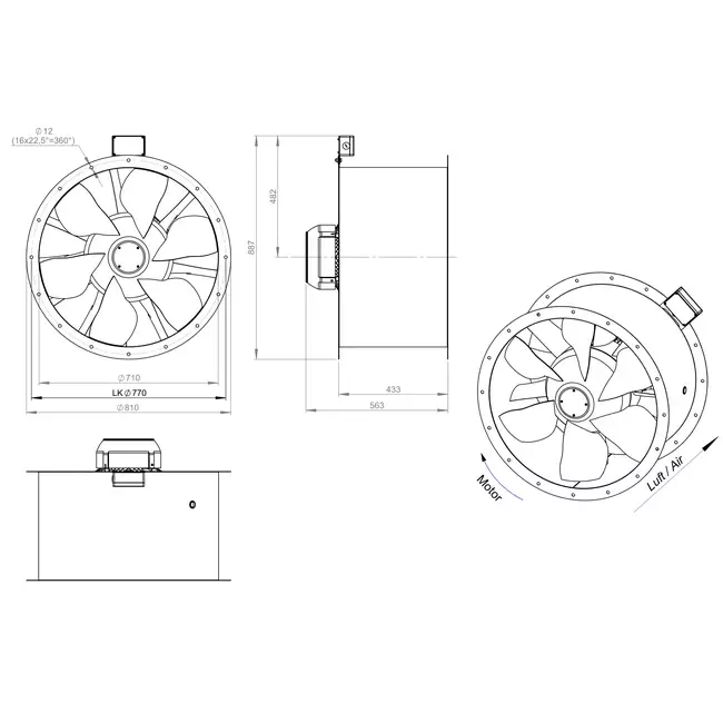 Axialer 710-mm-Rauchgasventilator F300- AL 710 D4 F3 03 CFG